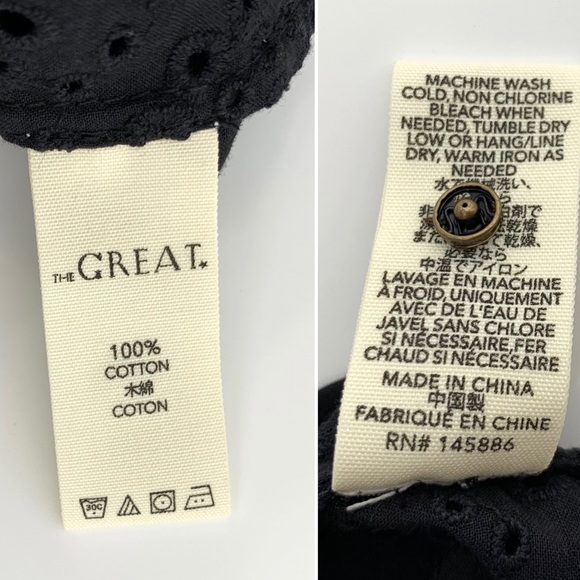 The Great. The Dolly Dress Black Eyelet Cotton - Picture 9 of 14